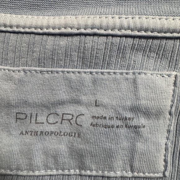 Anthropologie Pilcro Evanna Ribbed light blue long sleeve top size Large - Picture 2 of 10